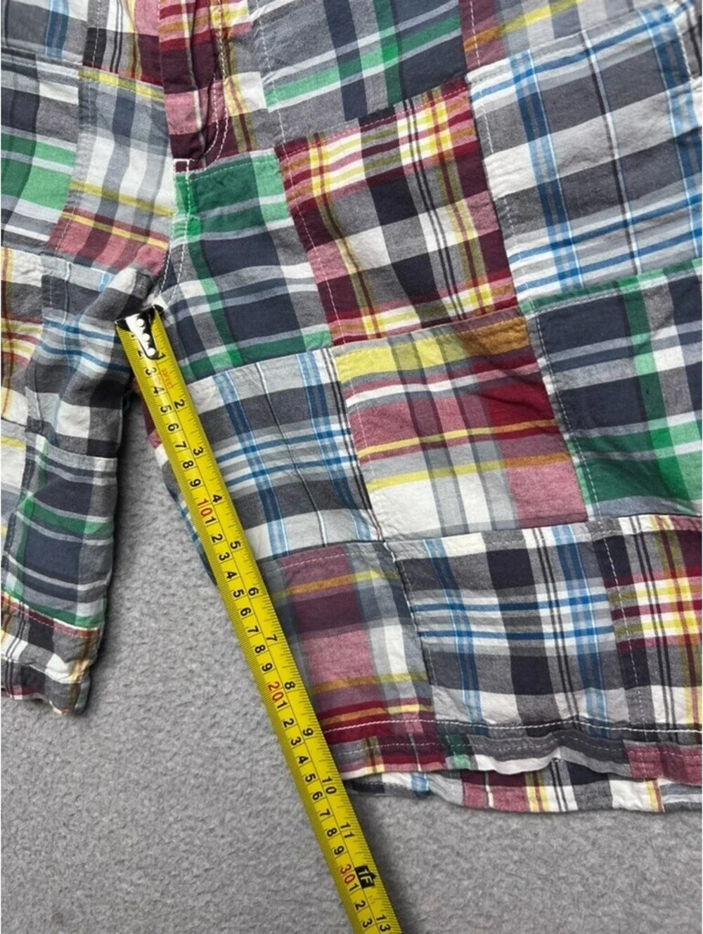 Mens Tailor Vintage Madras Plaid 100% Cotton Shorts Sz 32 Patchwork Preppy Chino